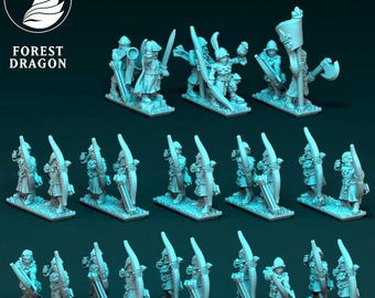 Chivalric Army Peasant Archers (10mm - 15mm - 28mm Warmaster Revolution) by Forest Dragon