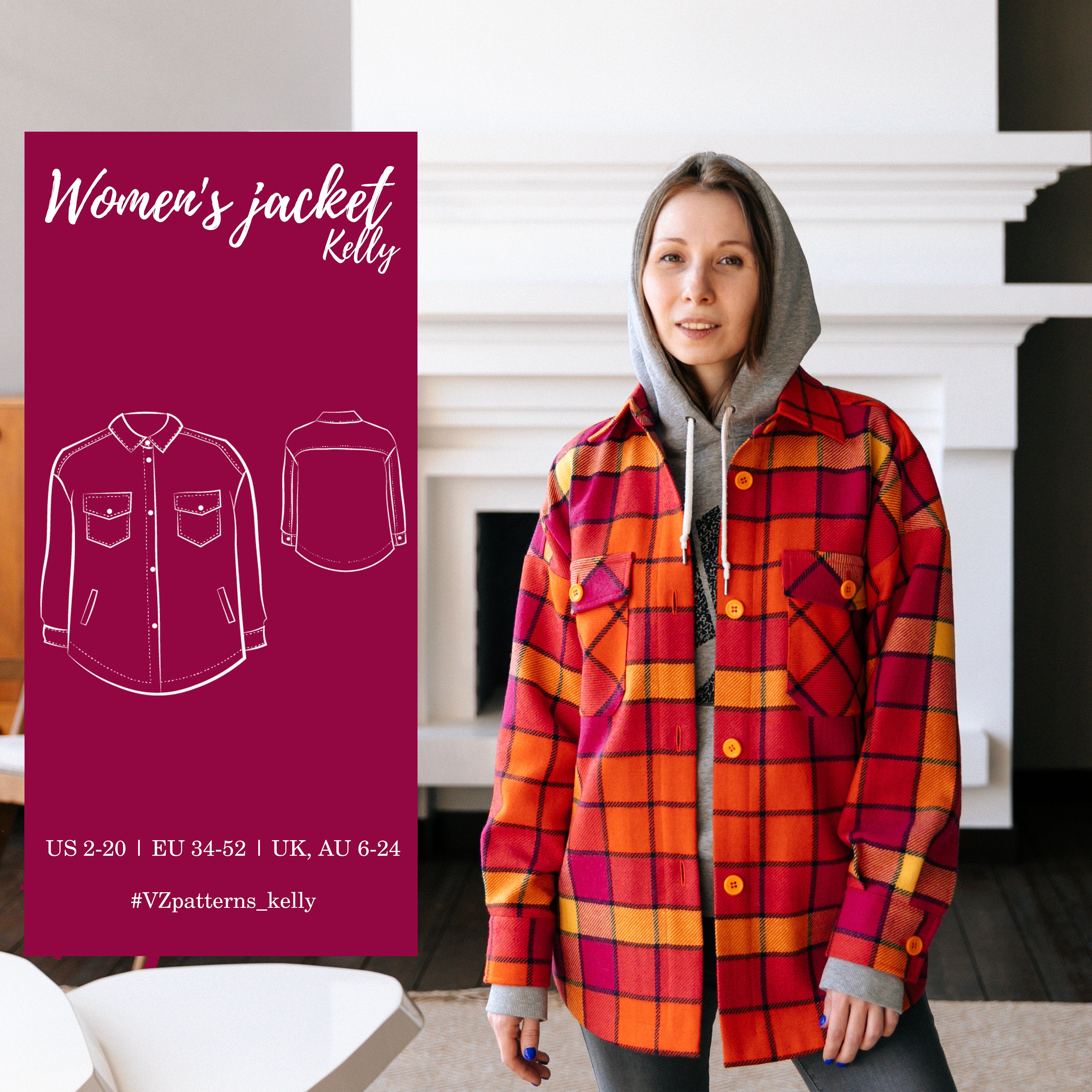 Women's jacket shirt shacket coat sewing patterns | Etsy