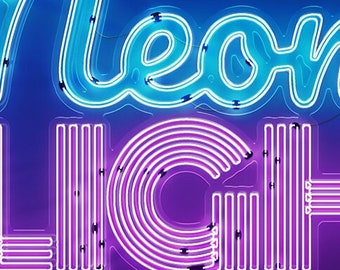 Neon Lights Photoshop Action - Automatically transform photos, text or illustrations into glowing neon lights in Photoshop.