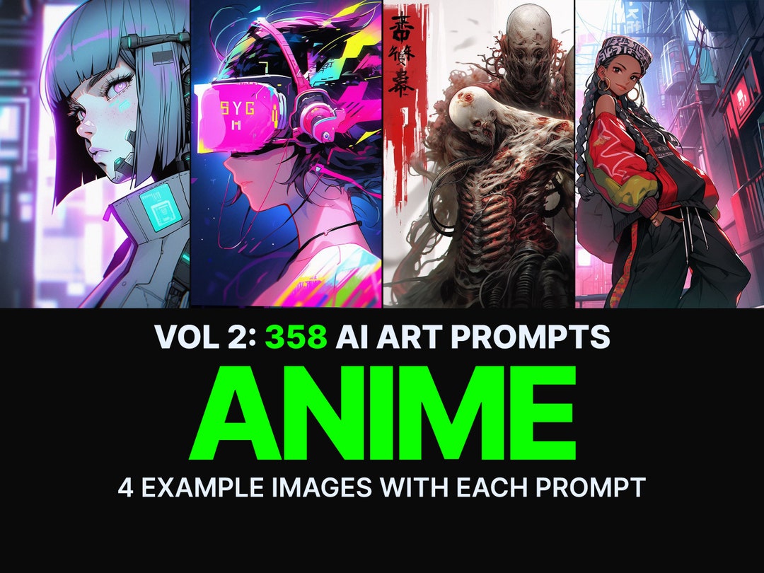 358 Midjourney Prompts & Images for Anime: Vol 2 Ai Art, Dall E, Stable ...