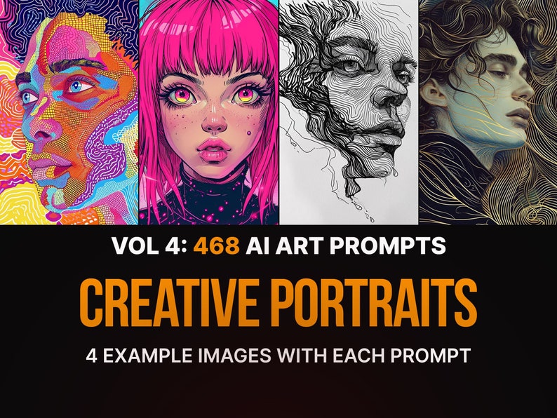 468 Midjourney Prompts & Images for Creative Portraits Vol 4 Ai Art