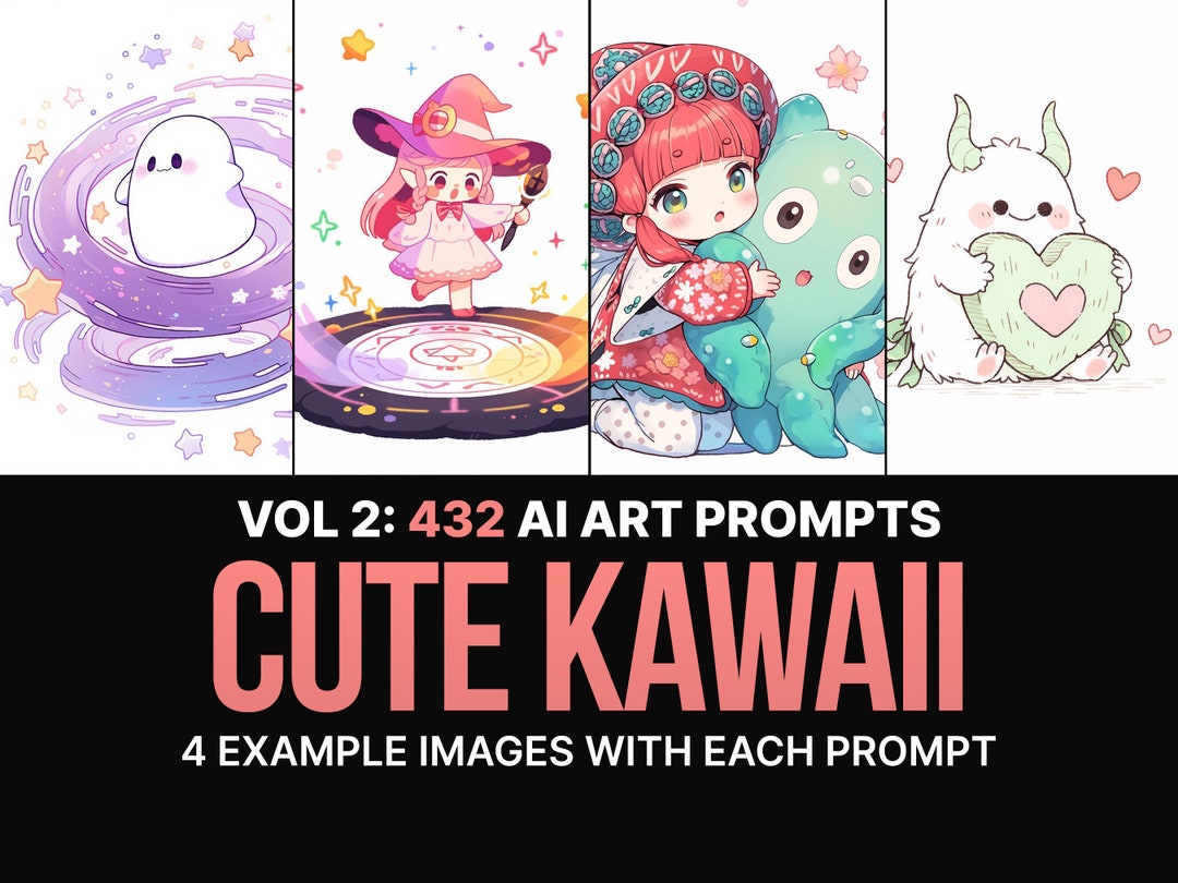 432 Midjourney Prompts for Cute Kawaii: Vol 2 Ai Art, Prompts, Dall E ...