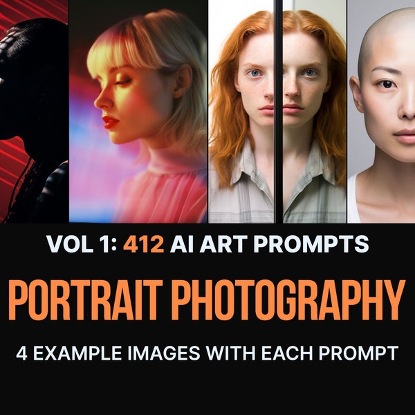 412 Midjourney Prompts for Portrait Photography | Ai Art, Prompts, Dall e, Stable Diffusion, Bundle, Realism, Photorealism, Realistic