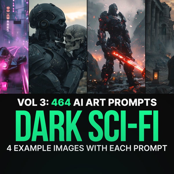 464 Midjourney Prompts for Dark Sci-Fi: Vol 3 | Ai Art, Prompts, Dall e, Stable Diffusion, Prompt Bundle, Fantasy, Future, Dystopian, Horror