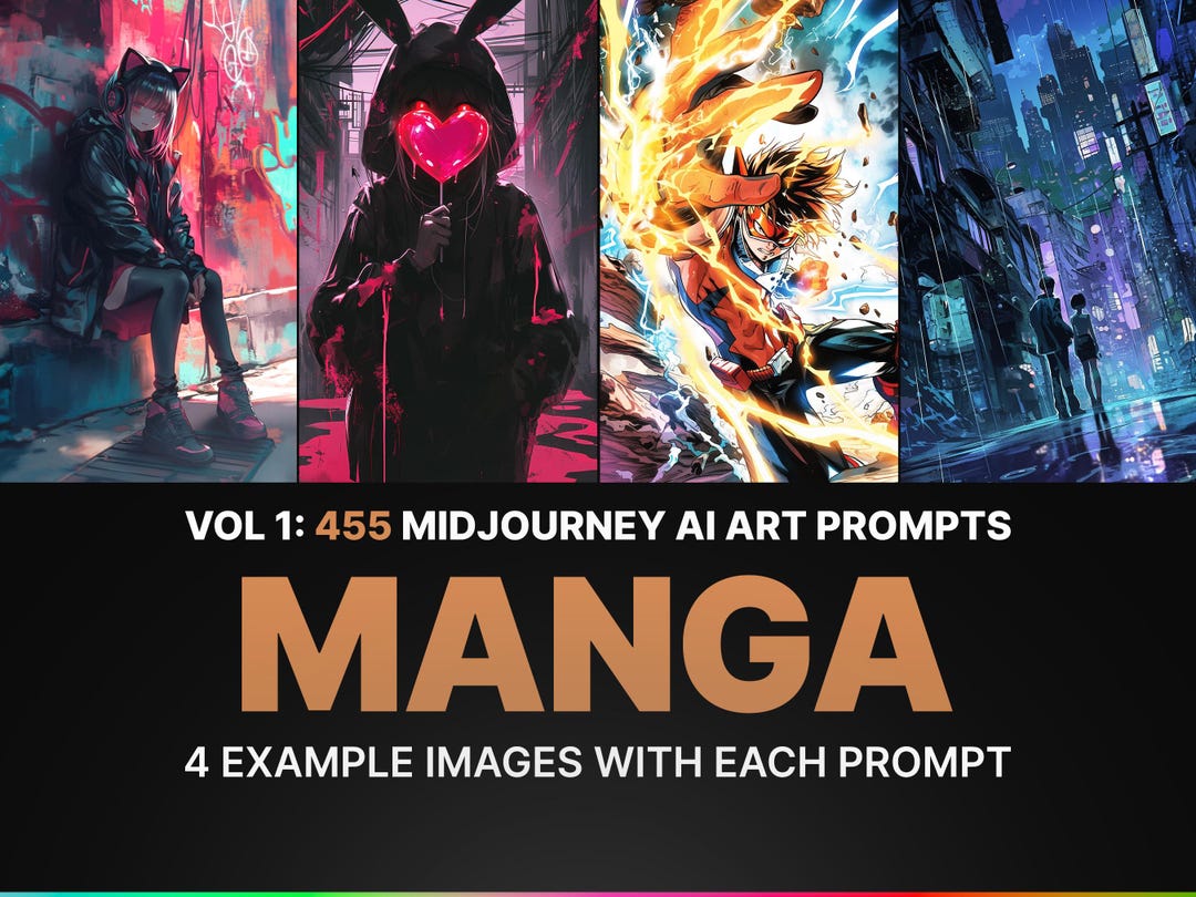 455 Midjourney Prompts for Manga Ai Art, Prompts, Midjourney, Bundle ...
