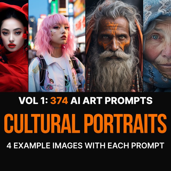 374 Midjourney Prompts for Cultural Portraits | Ai Art, Prompt, Dall e, Stable Diffusion, Bundle, Realism, Photography, Photorealism, Style