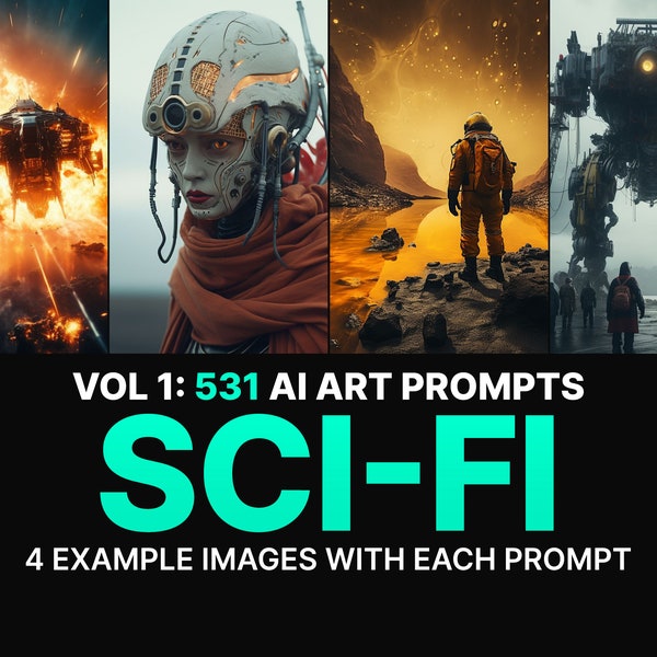 537 Midjourney Prompts for Sci-fi | Ai Art, Prompts, Dall e, Stable Diffusion, Bundle, Fiction, Fantasy, Scifi, Digital Art, Background