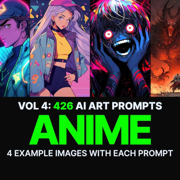 426 Midjourney Prompts for Anime: Vol 4 | Ai Art, Prompts, Midjourney, Dall e, Bundle,  Cartoon, Manga, Character, Fantasy, Scifi