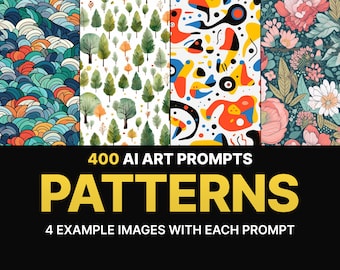 400 Midjourney Prompts for Patterns | Ai Art, Prompt, Dall e, Stable Diffusion, Bundle, Seamless, Print, Floral, Flowers, Shapes, Style