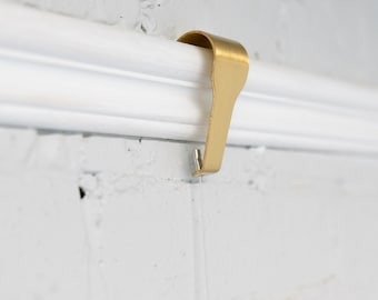 Clearline Brushed Brass Picture Rail Hook & Hanger Set