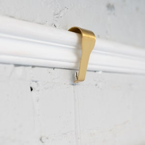 Clearline Brushed Brass Picture Rail Hook & Hanger Set