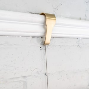 Brushed Brass Picture Rail Hook & Hanger Set