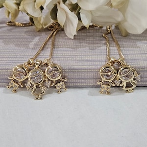 Naszyjnik z zawieszkami dla chłopca i dziewczynki, prezent na Dzień Matki, prezent dla babci, naszyjnik z zawieszkami dla dzieci, prezent urodzinowy, prezent dla niej, naszyjnik dla mamy