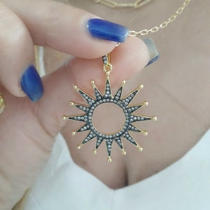 Sun Necklace, Celestial Jewelry, Gold Necklace, Sun Pendant Necklace, Layered Necklace, CZ Necklace, Sunshine Necklace, Layering Sunburst
