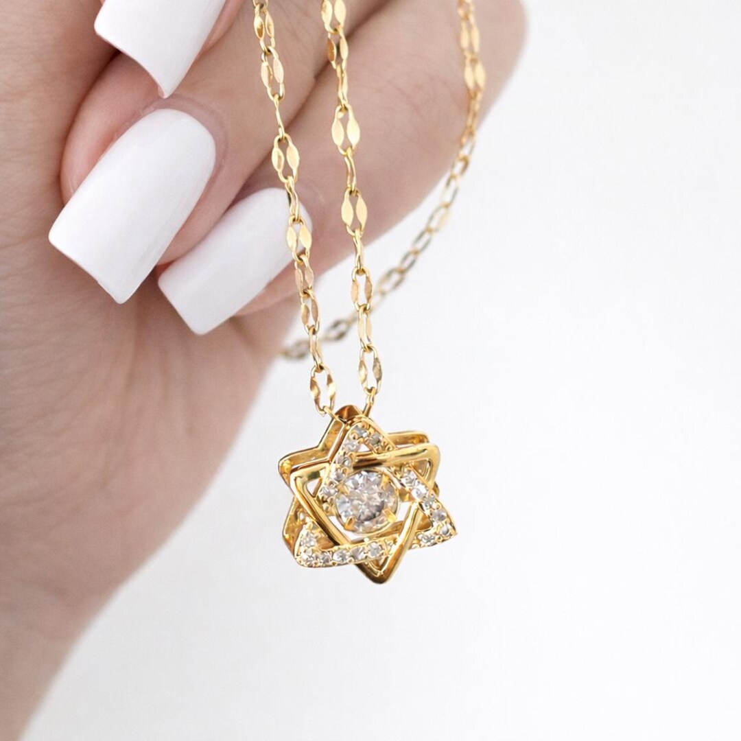 Israeli Star Chain Star of David Gold Necklace, Israeli Star Necklace, Bat Mitzvah Gift ...