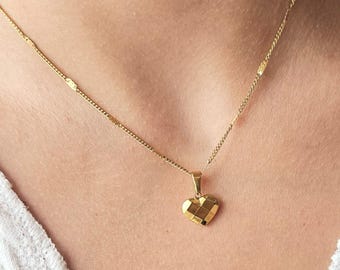 ハートネックレス、ハートネックレス、ゴールドハートチャームネックレス、お母さんへのギフト、誕生日プレゼント、ラブネックレス、バレンタインギフト、ふわふわハートネックレス