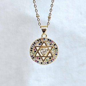 David Star Gold Necklace, CZ Jewish Star Necklace, Bat Mitzvah Gift, Gold Star of David Necklace, Women Hanukkah Gift, Israeli Gold Necklace