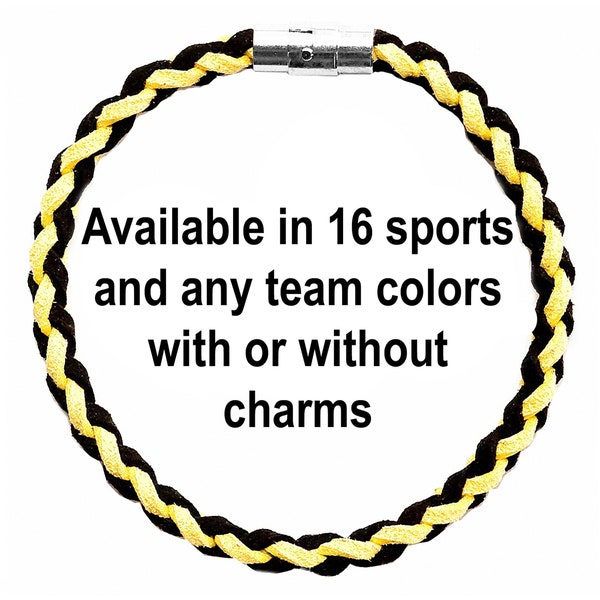 Braided Faux Suede Bracelets in Team Colors (choose from 16 sports)