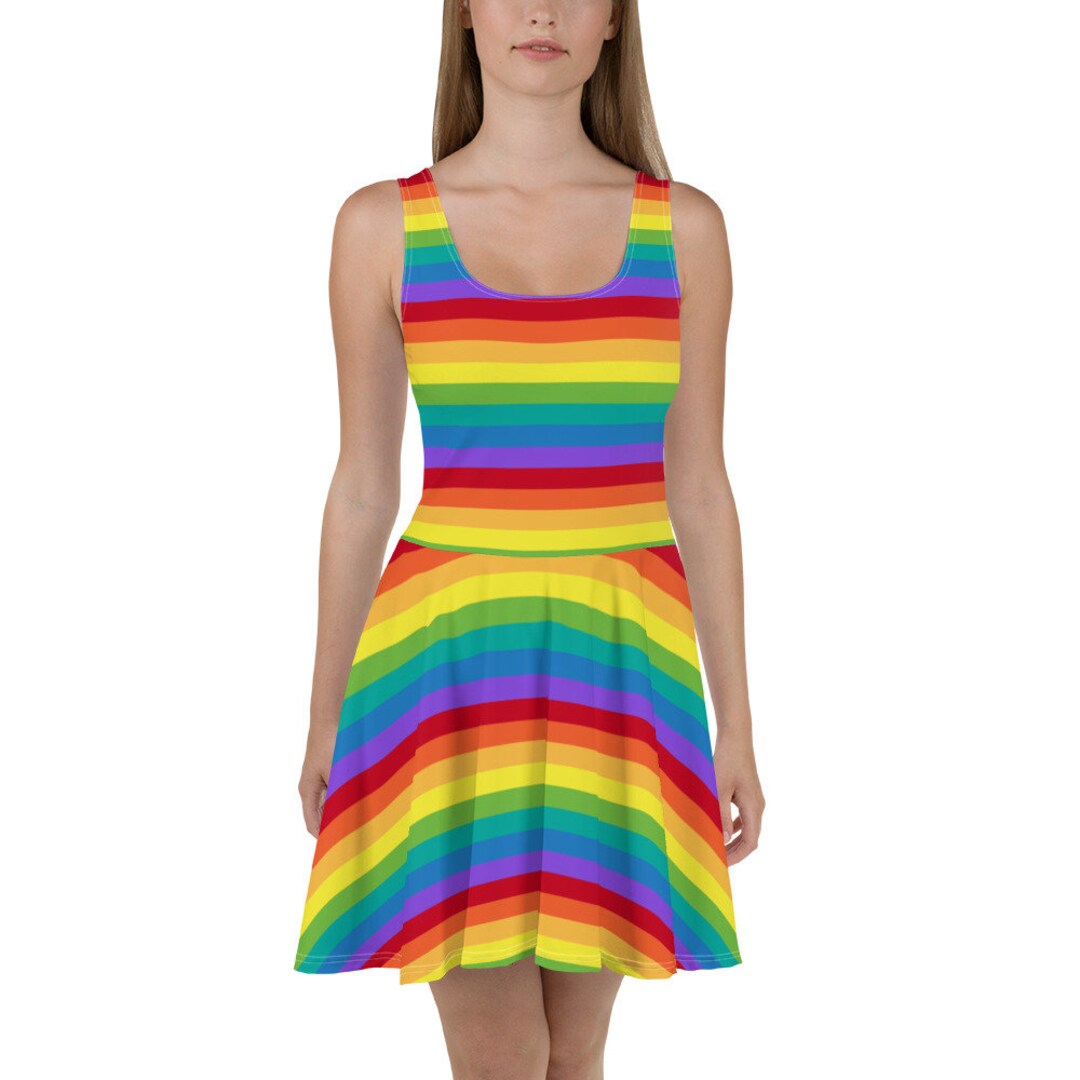 Rainbow Stripe Women's Skater Dress, Pride Clothing, LGBTQ, Gay Pride