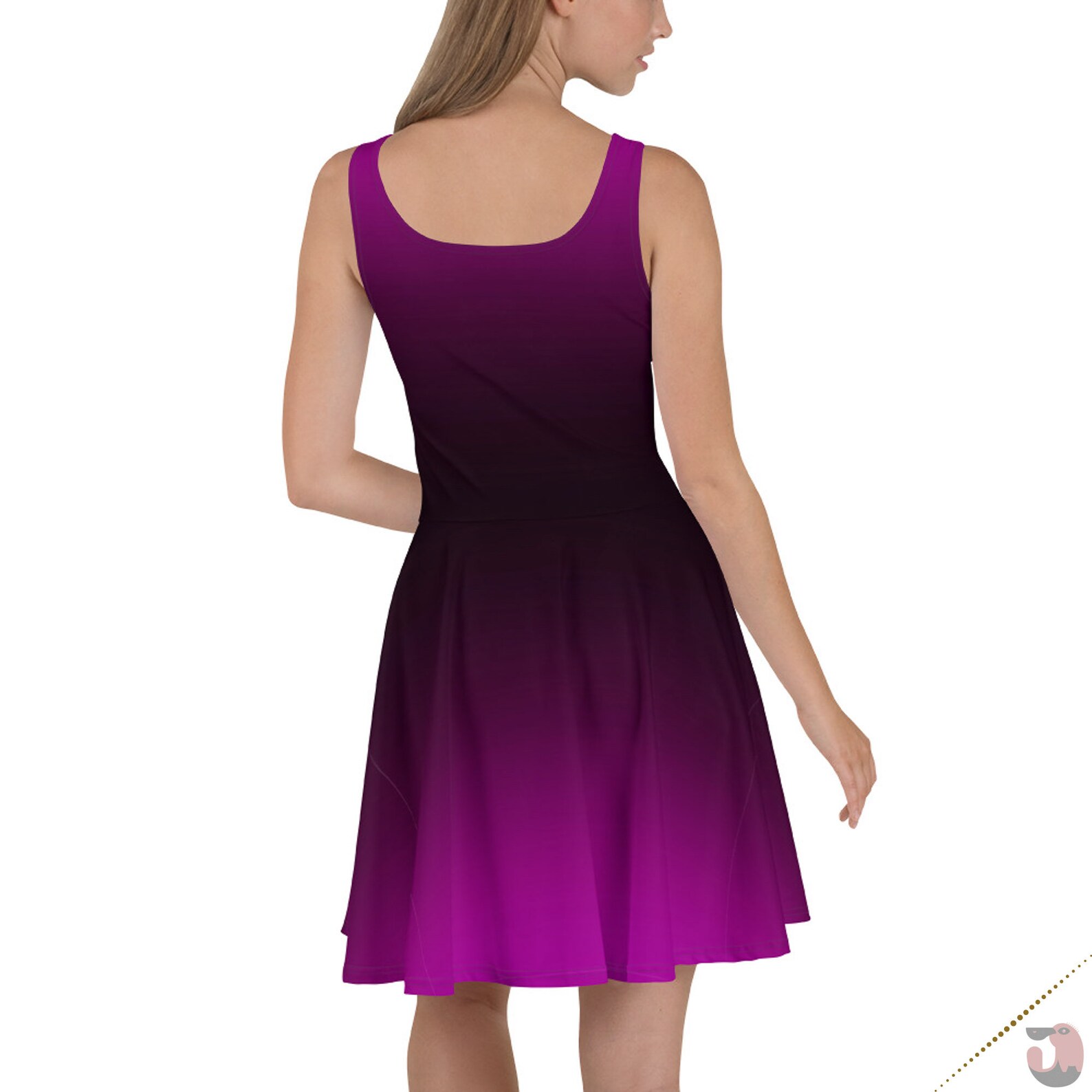 Purple Dark Ombre Skater Dress Goth
