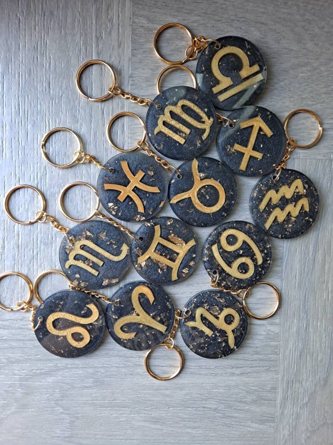 Zodiac Keychains Resin Zodiac Keychains Aquarius Sagittarius Etsy
