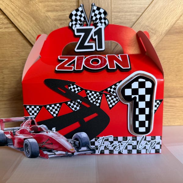 formula one racing car  personalised party favour handmade gable boxes
