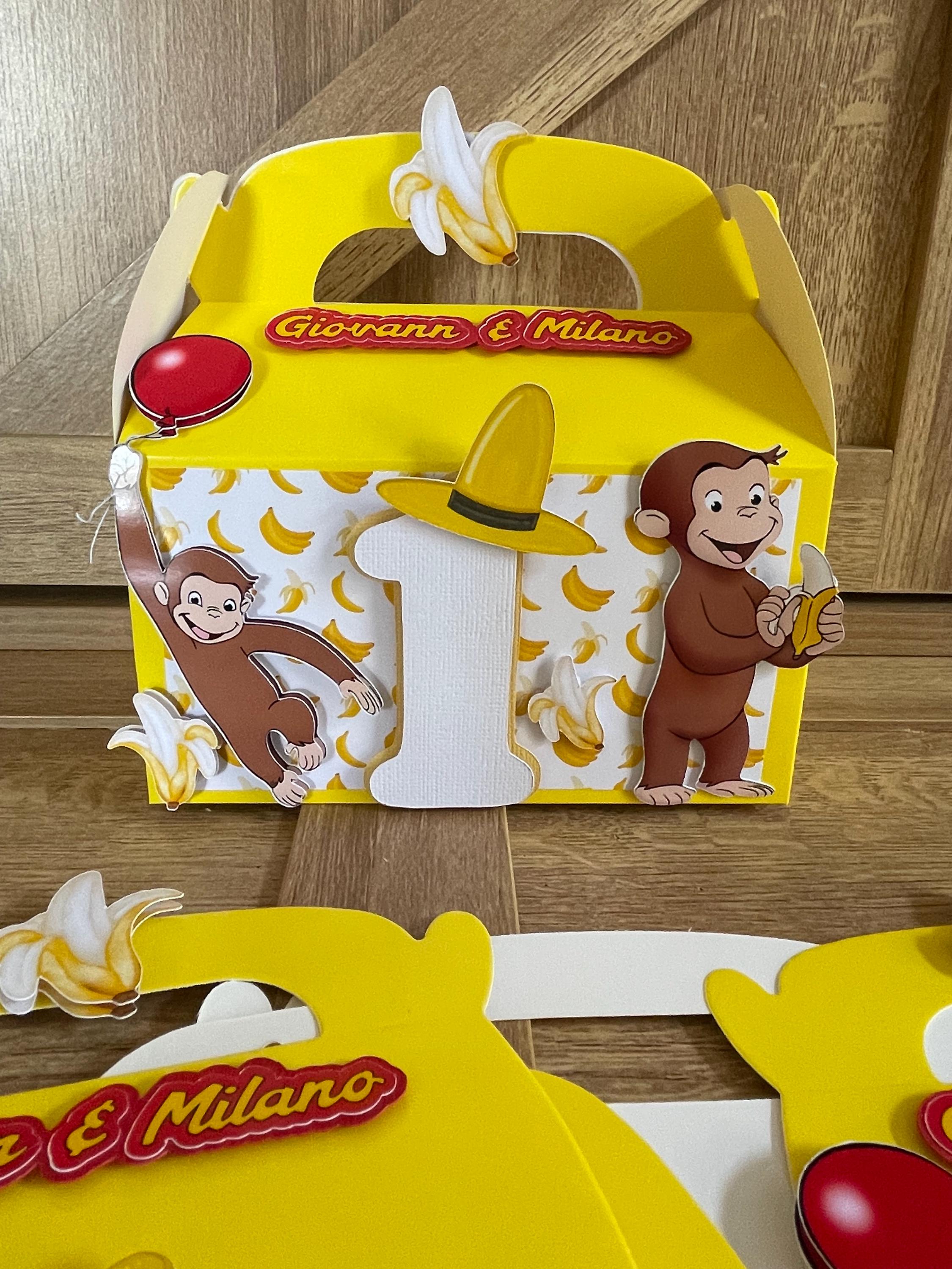 Curious George Personalised Party Favour Handmade Gable Boxes - Etsy