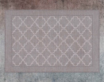 Linoleum Mat Bath Mat Moroccan Vinyl Mat Gray and White Vinyl Floor Mat Decorative Mat Moroccan Pattern Shaded Grey Marble Vinyl Rug