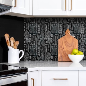 Drawing Grill Panel Stickers, Peel and Stick Panels, Food Panel Stickers, Black and white Decal Decoration, Floor Panel Stickers