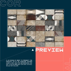 French Ornament Stone Puzzle Vinyl Mat, Gray Vinyl Floor Mat, Beige Vinyl Rug, Tile Linoleum Rug, Linoleum Mat, Kitchen Decor, Comfort Mat