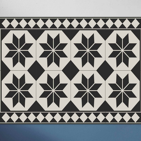 Vinyl Floor Mat Black and White Etsy