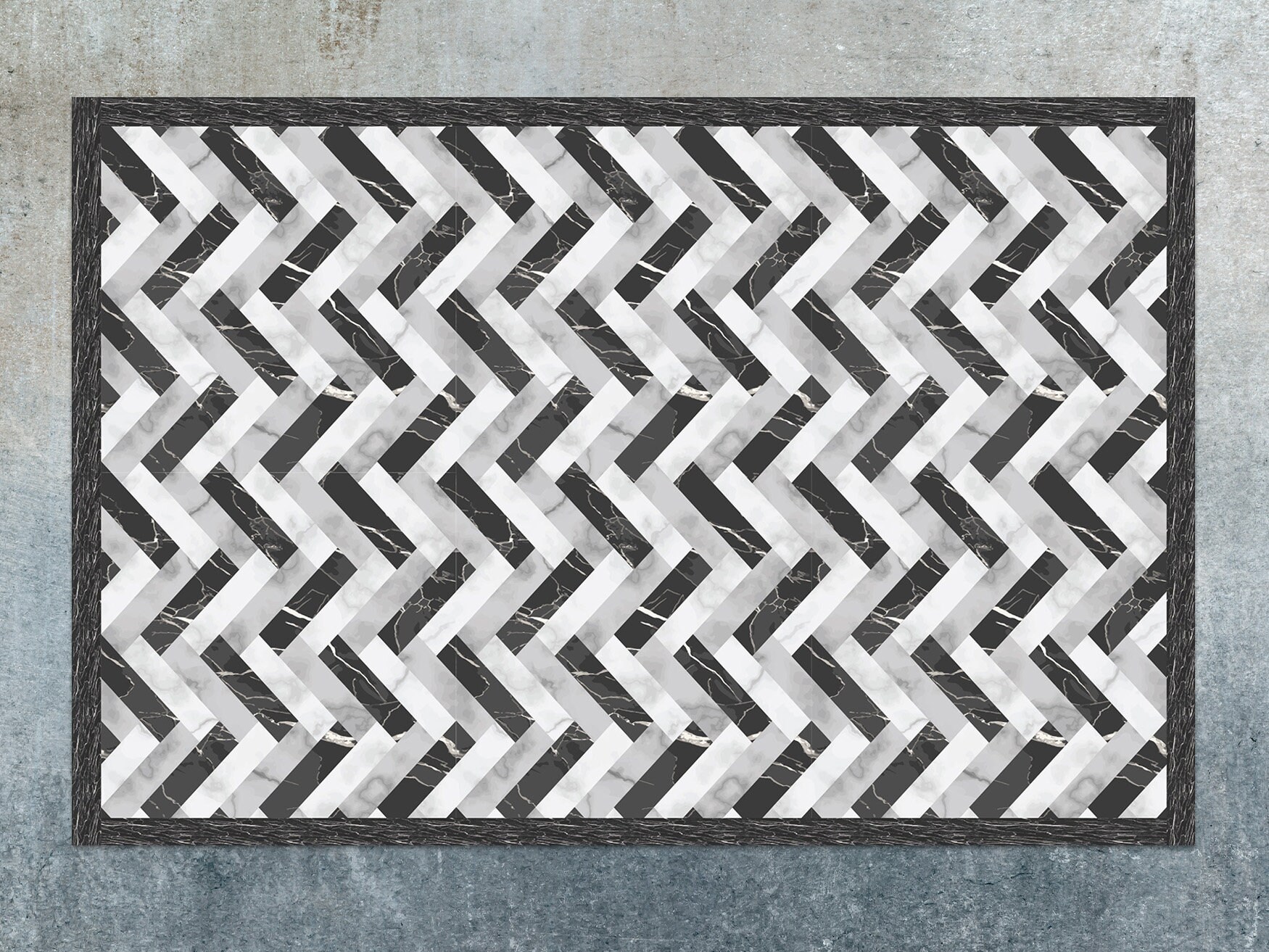 Colored Marble Herringbone Vinyl Mat Black Vinyl Floor Mat Etsy