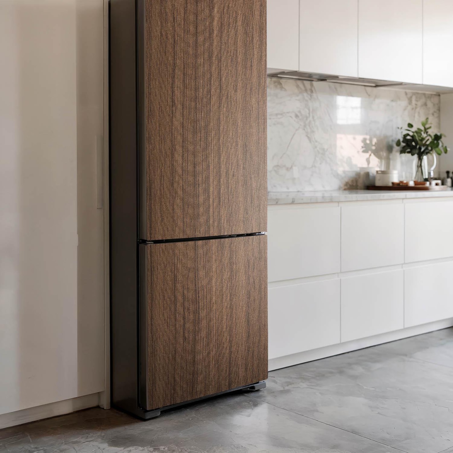 Natural Wood Pattern Fridge Wrap Sticker, Brown Refrigerator Wrap ...