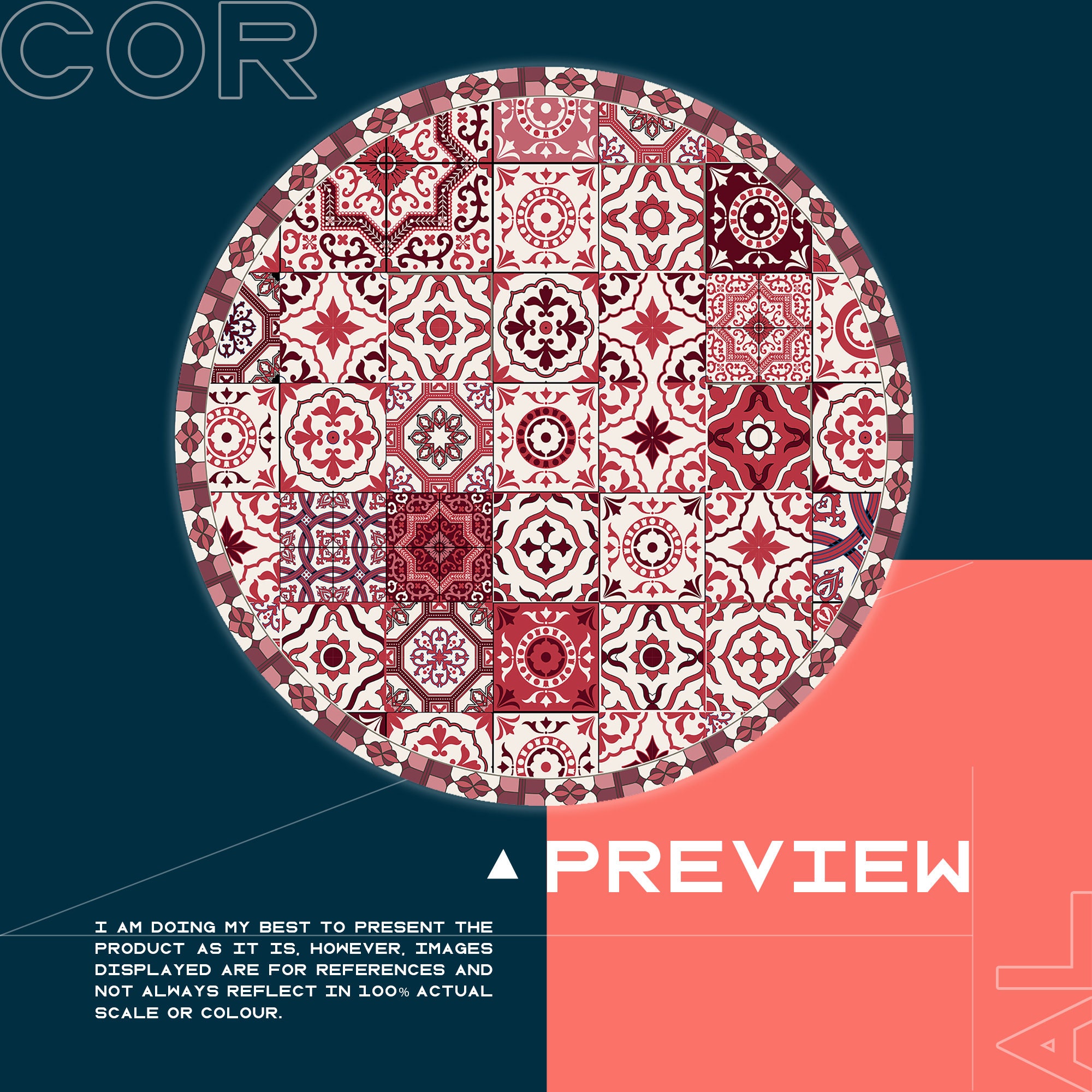 Berry Vinyl Floor Mat Round Vinyl Mat Tile Vinyl Mat Red Etsy