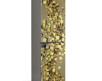 Dynamische 3D-blokken magnetische sticker koelkast, gele stijlvolle koelkastmagneet, cadeau-idee, vriezerkunst