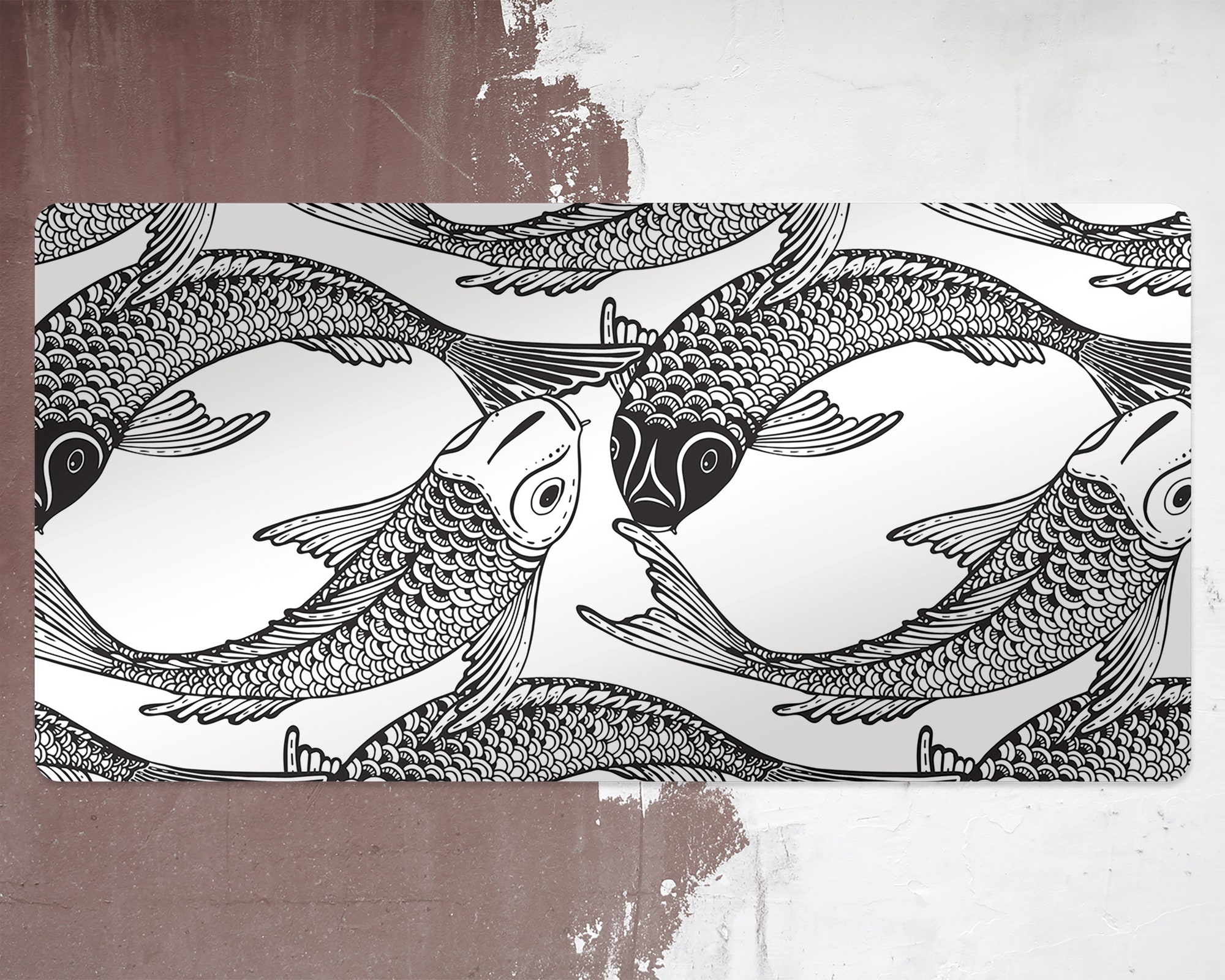 Discover Black And White Fish Desk Mats