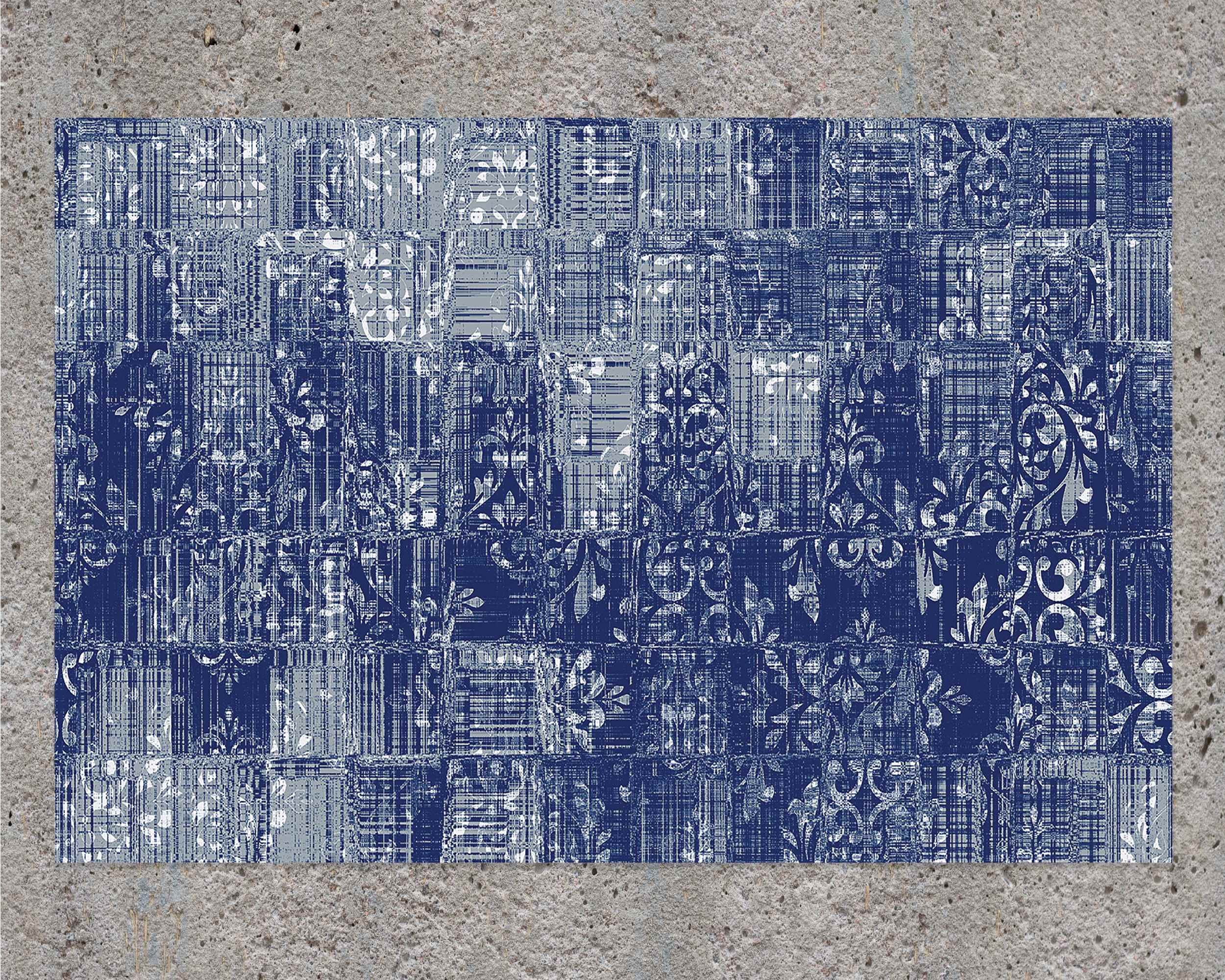 Grunge moderne blaue Blumen-Design Vinyl-Matte abstrakte | Etsy