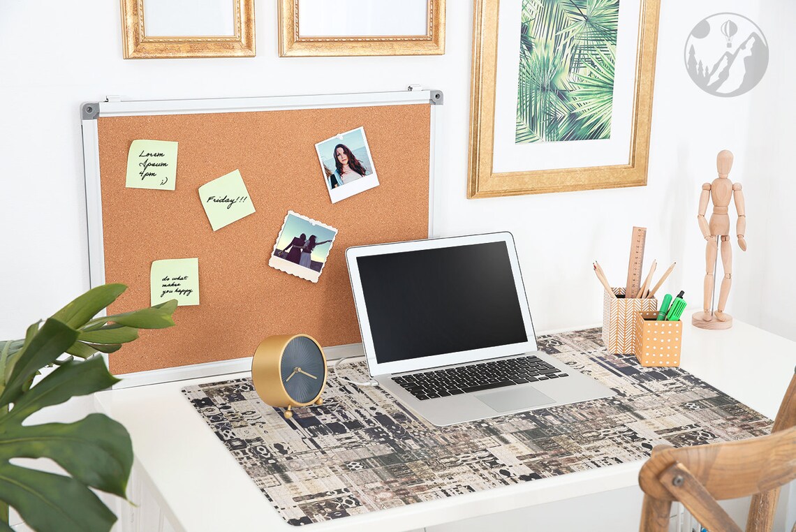 Boho Beige Desk Pad Beige Keyboard Mat Black Desk Protector Etsy