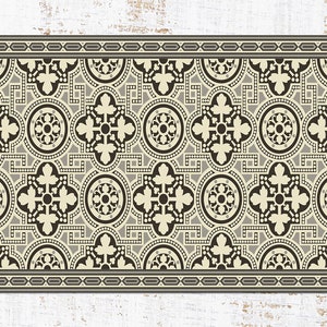 Tapis décoratif en vinyle du désert, Tapis en linoléum beige, Tapis de sol en vinyle noir, Tapis décoratif en vinyle, Tapis en PVC, Décoration de cuisine, Tapis artistique