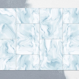 Blue Marble Tiles Vinyl Mat, Blue Vinyl Floor Mat, White Vinyl Rug, Marble Linoleum Rug, Kitchen Mat, Vinyl Flooring, Kitchen Mats For Floor