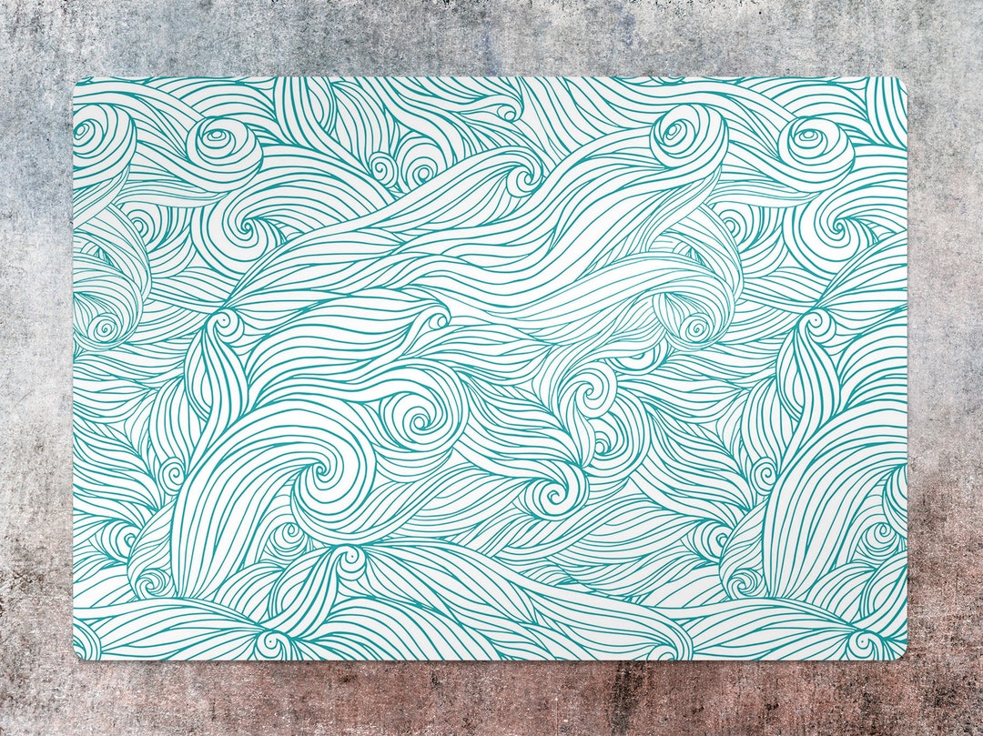 Blue Waves Chair Mat, Blue Protective Mat, White Splat Mat, Aquatic ...