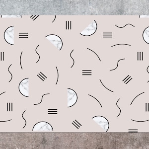 Abstract Linear Vinyl Mat, Beige Vinyl Floor Mat, Gray Vinyl Rug, Geometric Linoleum Rug, Linoleum Mat, Area Rug, Vinyl Rugs and Mats