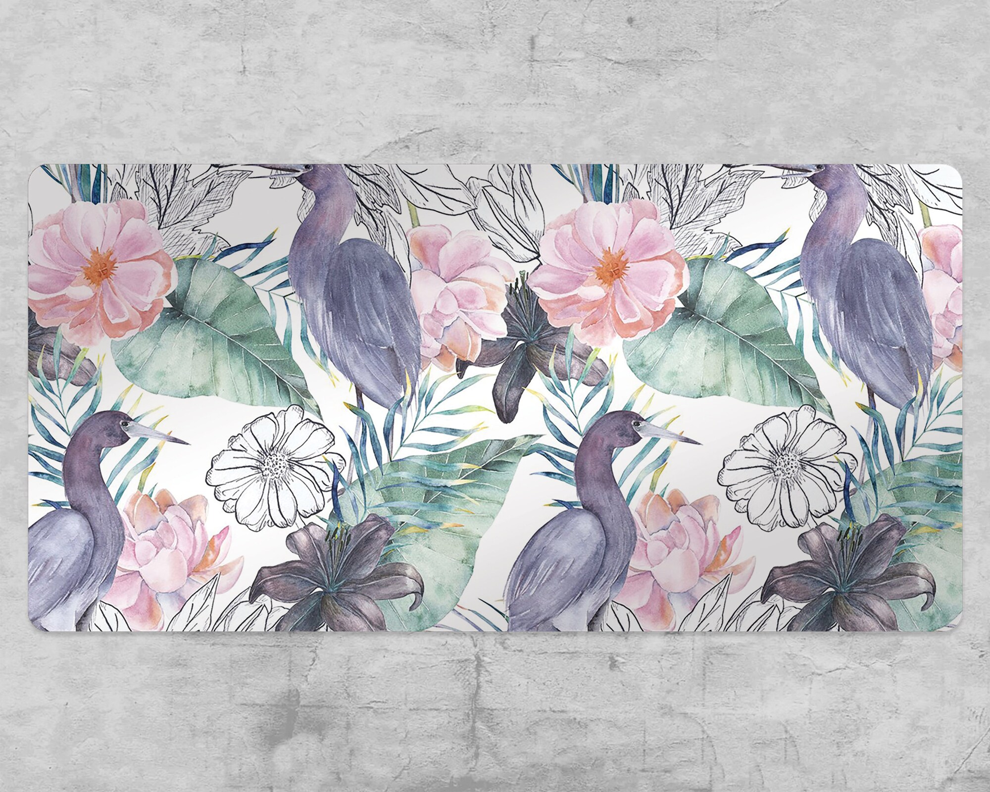 Discover Exotic Bird Among Flowers Desk Mats