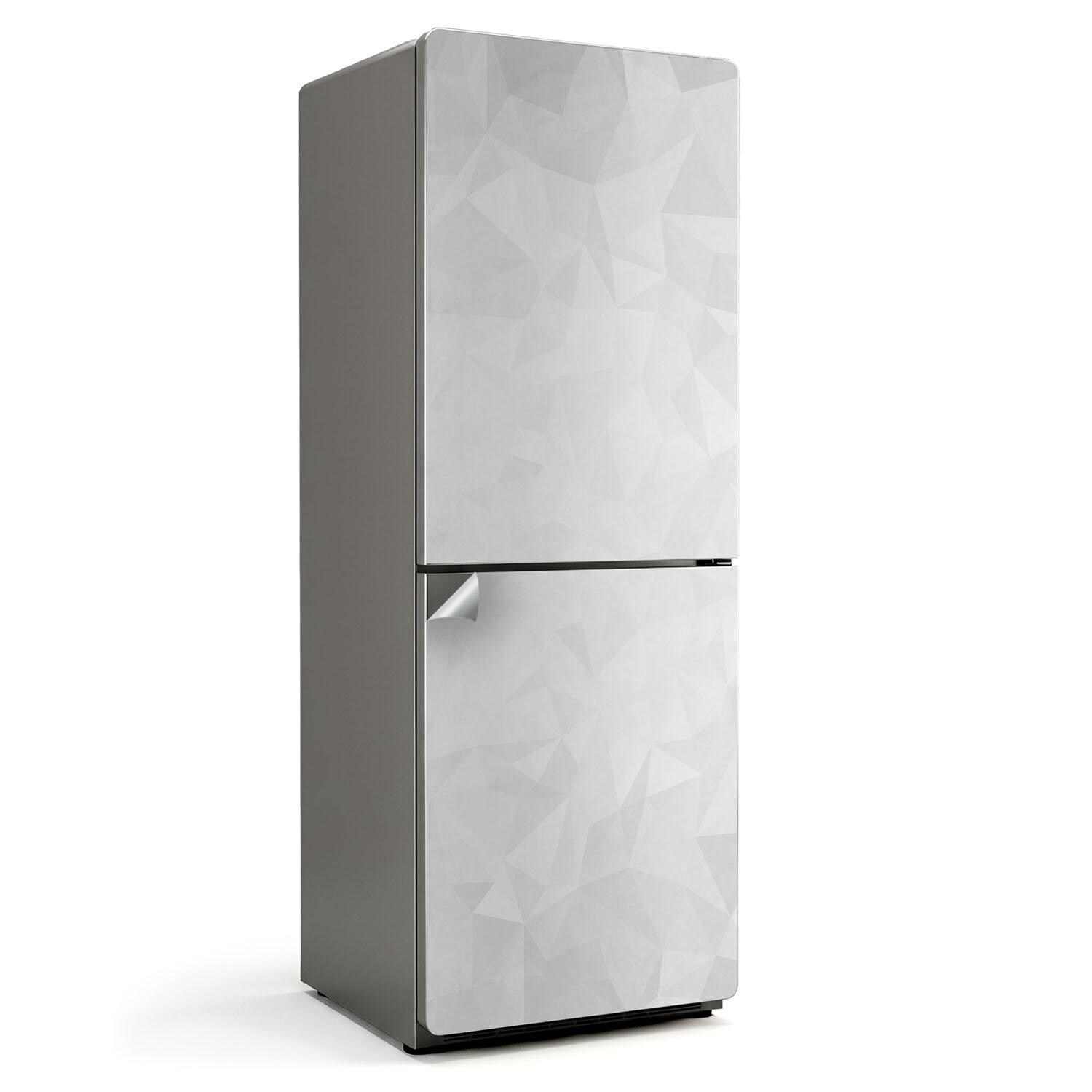Abstract Polygon Pattern Fridge Door Cover, White Refrigerator Sticker, Kitchen Stickers, Dining-Room Decoration