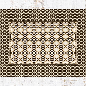 Brown Moroccan Rug Vinyl Mat, Brown Linoleum Rug, Beige Vinyl Floor Mat, Moroccan Vinyl Rug, PVC Mat, Area Rug, Vinyl Rugs and Mats