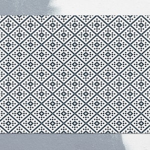 Marokko grijze klassieke tegels vinylmat, grijs vinyltapijt, wit linoleumtapijt, tegelvinylvloermat, vloermat, decoratieve mat, kunstmat