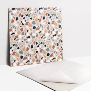 Decorative Stone Tile Stickers, Peel and Stick Tiles, Texture Tile Stickers, Beige Decal Decor, Bathroom Tile Stickers, Set of 9