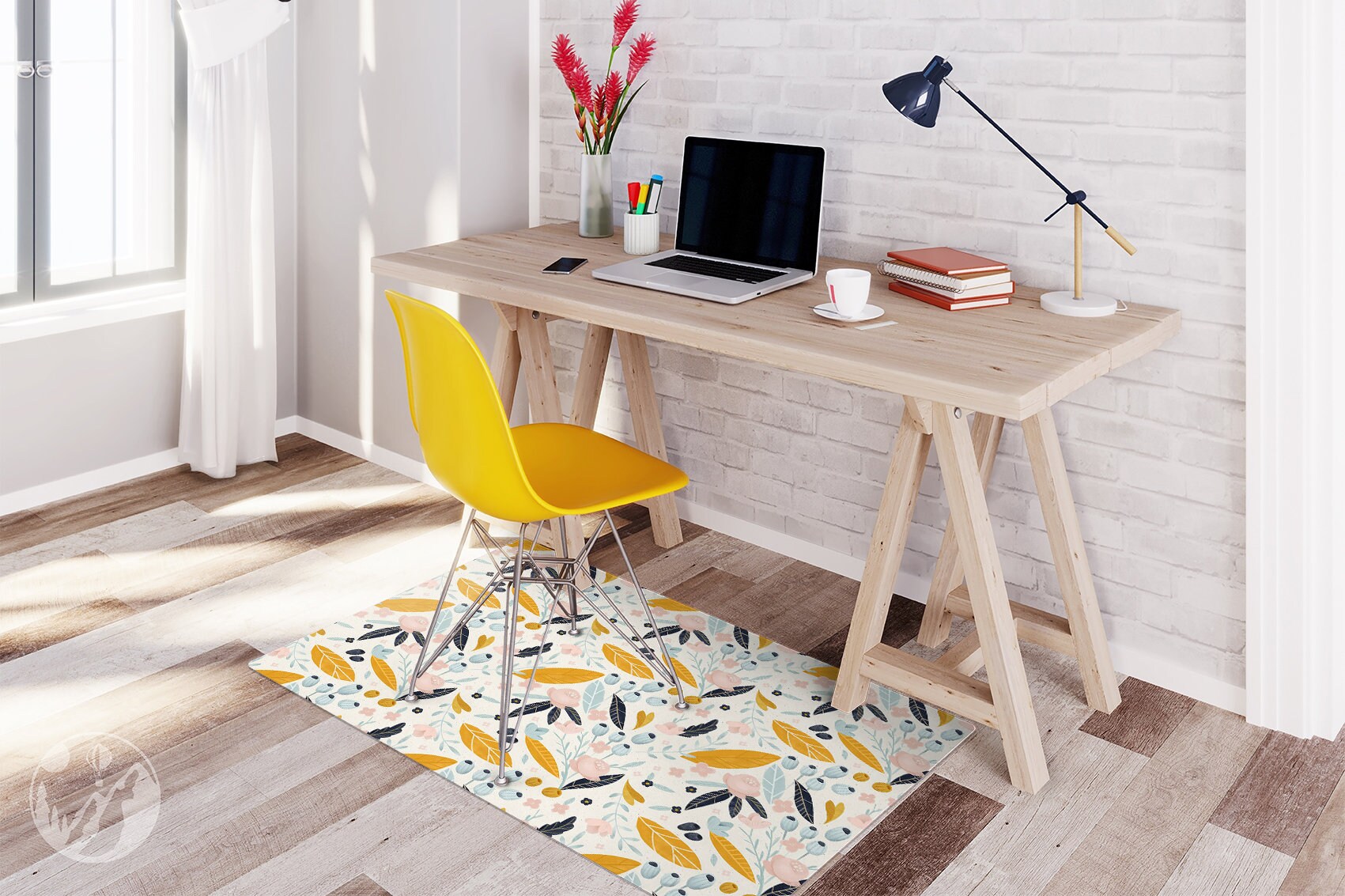 Pastell Blumen Stuhlmatte Orange Vinyl Bodenmatte Blaue | Etsy