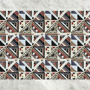 Alfombra de vinilo con diseño geométrico africano, alfombra de vinilo con mosaico, alfombra de vinilo color bronce y beige, alfombra de linóleo, alfombra decorativa, alfombra cómoda