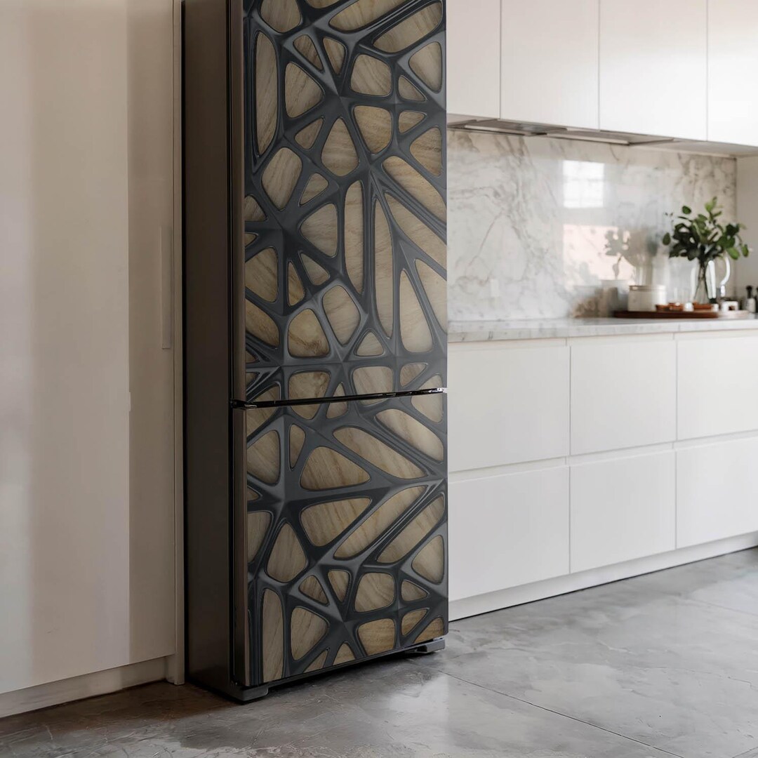 Abstract Openwork Pattern Fridge Sticker, Brown Fridge Door Cover ...